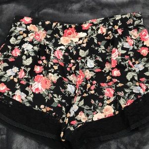 High waisted flowy floral shorts